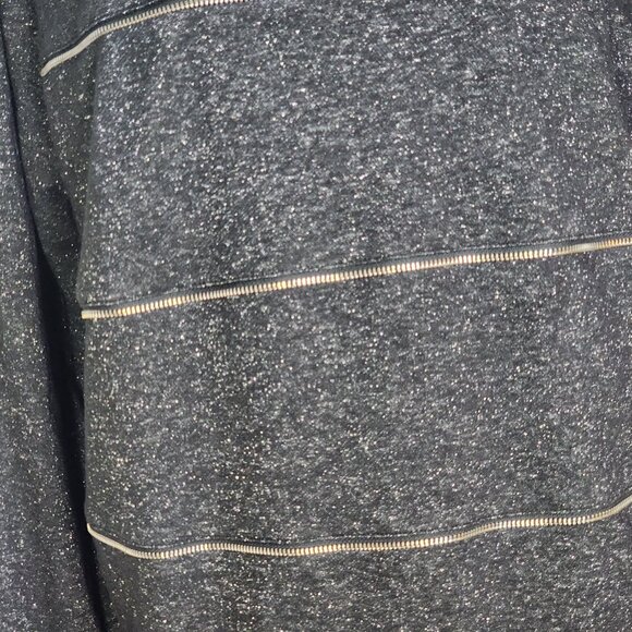 Lane Bryant Grey Black Exposed Faux Zipper LS Cotton Metallic Nylon Top Sz 18/20 - Picture 7 of 16